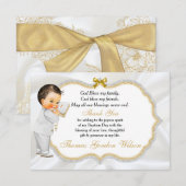 Baby Boy Baptism Christening Gold Cross Merci (Devant / Derrière)