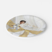 Baby Boy Baptism Christening White en Gold Papieren Bordje (Gekanteld)