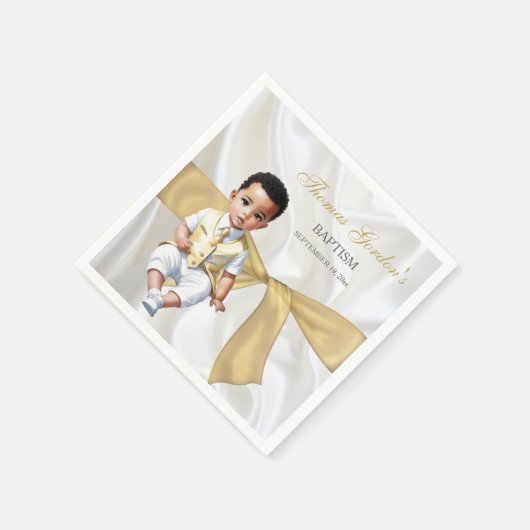 Baby Boy Baptism Christening White en Gold Servet (Hoek)