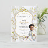 Baby Boy Baptism Commune Christening Bible Kaart (Staand voorkant)