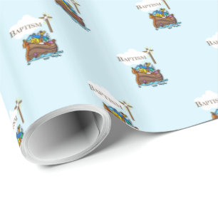 , Baby Boy Baptism Noah's Ark Cadeaupapier