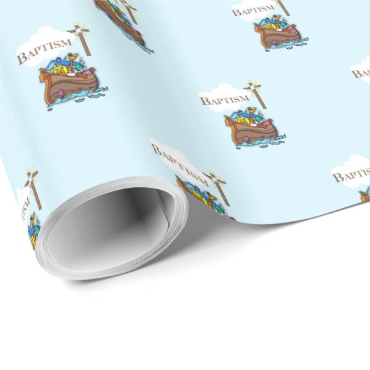 , Baby Boy Baptism Noah's Ark Cadeaupapier (Rol Hoek)