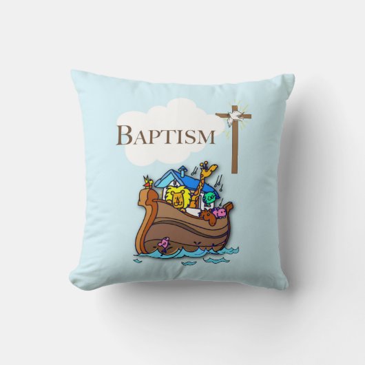 , Baby Boy Baptism Noah's Ark Kussen (Voorkant)
