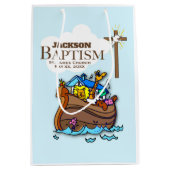 , Baby Boy Baptism Noah's Ark Medium Cadeauzakje (Voorkant)