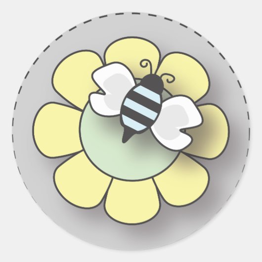 Baby Boy Bee in het blauw Ronde Sticker (Voorkant)