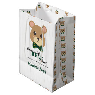 Baby Boy Beer Green & Gold Medium Cadeauzakje