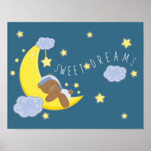 Baby Boy Beer Moon Celestial Stars Nursery Print