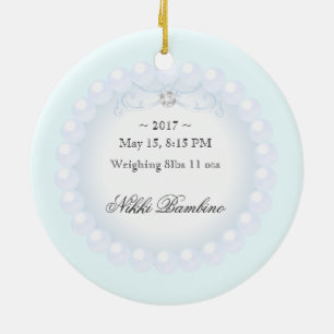 Baby Boy Birth Announcement Pearls Keramisch Ornament