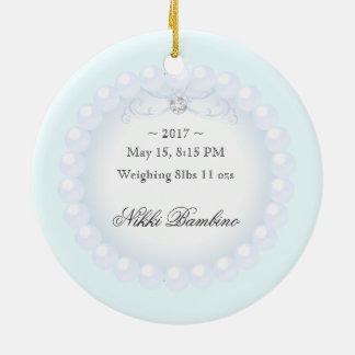 Baby Boy Birth Announcement Pearls Keramisch Ornament
