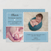 Baby Boy Birth Announding Multi Photo Aankondiging (Voorkant / Achterkant)