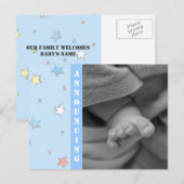 Baby Boy Birth Announement Aankondigingskaart (Voorkant / Achterkant)