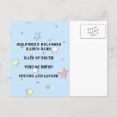 Baby Boy Birth Announement Aankondigingskaart (Achterkant)