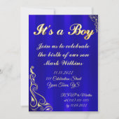 Baby Boy Birth Celebration Gold en Blue Kaart (Voorkant)