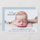 Baby Boy Birth Notice Simple Cute Aankondiging (Voorkant / Achterkant)