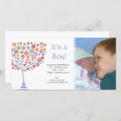 Baby Boy Birth Retro Tree Faire-part Photocard (Devant / Derrière)