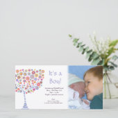 Baby Boy Birth Retro Tree Faire-part Photocard (Debout devant)