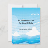 Baby Boy Birth Stats Faire-part Blue Whales Card (Dos)