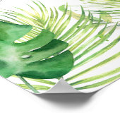 Baby Boy Birth Stats Tropical Green Palms Poster (Coin)