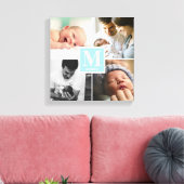 Baby Boy Blauw Monogram fotocollage Canvas Afdruk (Insitu (Woonkamer))