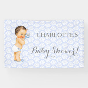  Baby Boy Blauw Wit & Grijs Spandoek