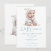 Baby Boy Blue Baby shower Invitation (Devant / Derrière)