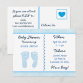 Baby Boy Blue Baby shower Invitation (Devant / Derrière)