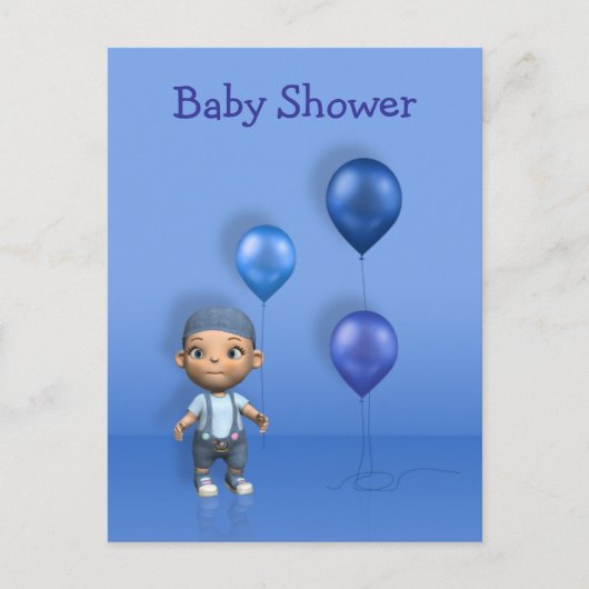 Baby Boy & Blue Balloons - Carte postale Baby show (Devant)