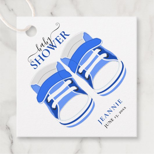 BABY BOY BLUE BOOTIES BABY SHOWER BEDANKJES LABELS (Voorkant)