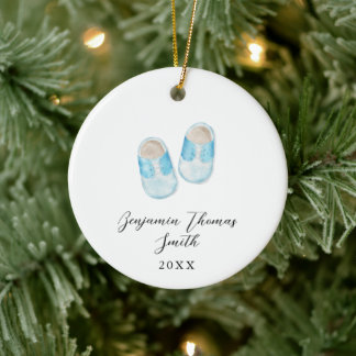 Baby Boy Blue Chaussures de Noël Ornement en céram
