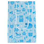 Baby Boy Blue Collage Patroon Medium Cadeauzakje (Achterkant)