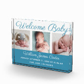 Baby Boy Blue Collage Schattige Cursief Script Fotoblokken (Rechts)