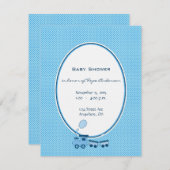 Baby Boy Blue Dot Trein Douche Aankondiging (Voorkant / Achterkant)