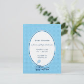 Baby Boy Blue Dot Trein Douche Aankondiging (Staand voorkant)