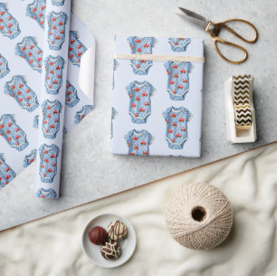 Baby Boy Blue Eén stuk Rode Trucks Baby Shower Cadeaupapier