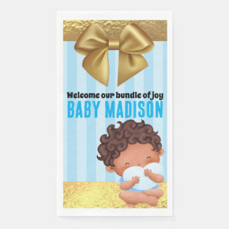Baby Boy Blue en Goud Babyshower Uitnodiging  Servet