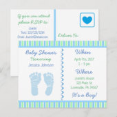 Baby Boy Blue et Green Baby shower Invitation (Devant / Derrière)
