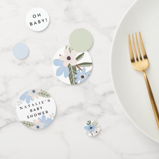 Baby Boy Blue Floral Baby shower Table Confetti (Groupe)