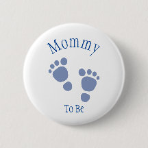 Baby Boy Blue Footprint Baby shower Button