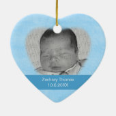Baby Boy Blue Footprint Photo Ornament (Achterkant)