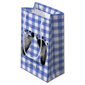 Baby Boy Blue Gingham Klein Cadeauzakje (Voorkant Gekanteld)