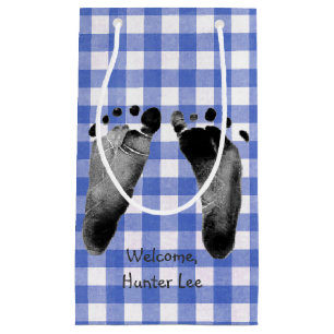 Baby Boy Blue Gingham Klein Cadeauzakje
