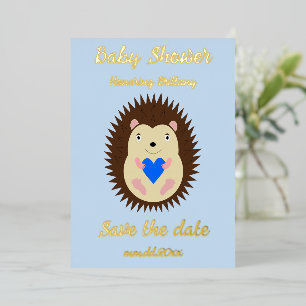 Baby Boy Blue Hart Egel Baby Shower Folie Feestdagenkaart