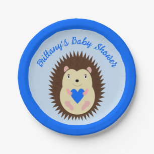 Baby Boy Blue Hart Egel Baby Shower Papieren Bordje