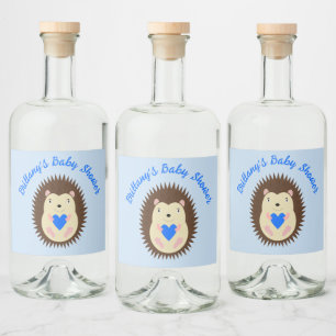 Baby Boy Blue Heart Egel Baby Shower Likeurfles Etiket