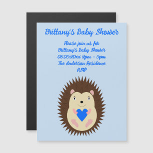 Baby Boy Blue Heart Egel Baby Shower Magnetische Uitnodiging