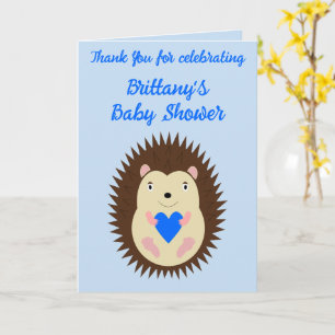 Baby Boy Blue Heart Egeltje Baby Shower Kaart