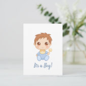 Baby Boy Blue Jumpsuit Briefkaart (Staand voorkant)