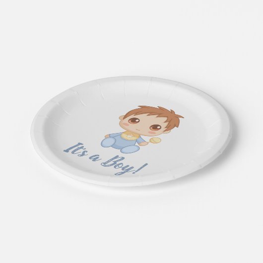 Baby Boy Blue Jumpsuit Papieren Bordje (Gekanteld)