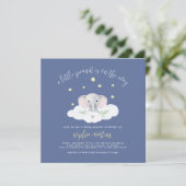 Baby Boy Blue Little Peanut Baby shower Invitation (Debout devant)
