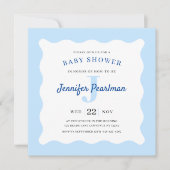 Baby Boy Blue Monogram Douche Invitation (Devant)